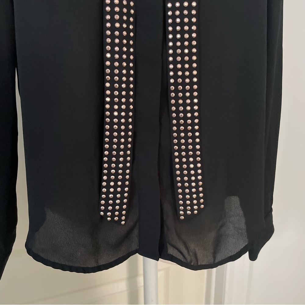 Twik Black Studded Long Sleeve Blouse Size PS with Extra Gold and Black Buttons - Picture 3 of 13